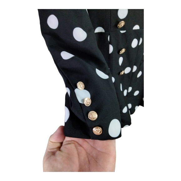 Women Black White Polka Dot V-Cut Line Romper w/Pockets back Zipper. Size 1X NWT - Picture 15 of 16